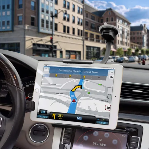 Vista 2 de APPS2Car Soporte para Tablet en Coche para iPad Portátil para Camiones Montura de Brazo Largo Extensión Ventosa Fuerte Montura para Parabrisas