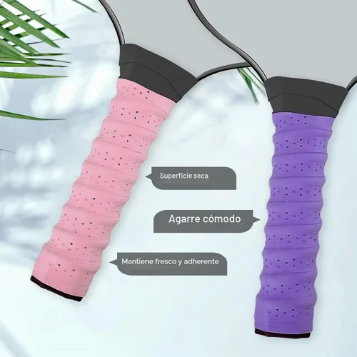 Vista 5 de 6 cintas de agarre de paleta de pickleball antideslizantes, perforadas, superabsorbentes, mango de agarre de pickleball para remo de pickleball