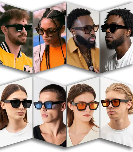 Vista 2 de AIEYEZO Gafas de sol cuadradas para mujeres y hombres, gafas de sol cuadradas con montura gruesa, estilo de diseñador simple