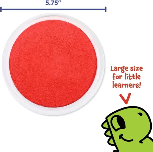 Vista 4 de READY 2 LEARN Almohadilla de sello circular lavable Jumbo - Rojo - 5.75 pulgadas de diámetro - No tóxico - Resistente a la decoloración