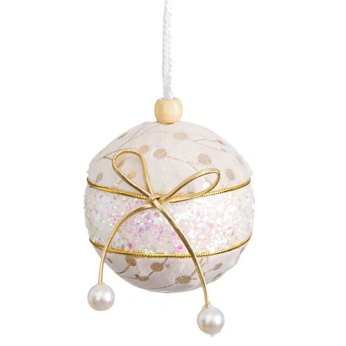 Vista 2 de Bolas de Navidad Blanco Dorado Polyfoam Tejido Lazo 6 x 6 x 6 cm (6 Unidades)