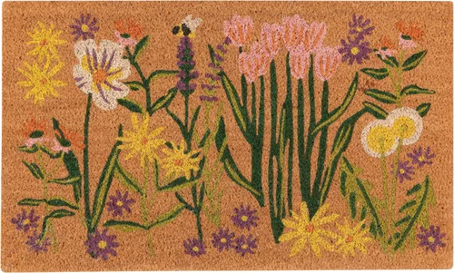 Vista 11 de Now Designs Bee Garden Felpudo de 18 x 30 pulgadas, fibra de coco con respaldo de vinilo, resistente a la decoloración, diseño inspirado en el arte