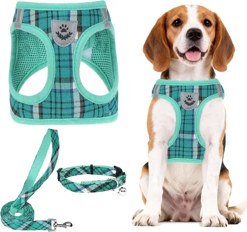 Vista 81 de PUPTECK - Arnés, collar y correa ajustables, sin tirones, para perros pequeños y medianos, cachorros y gatos, pechera reflectante acolchada de malla