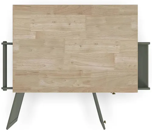 Vista 17 de Homestyles Carrito móvil de isla de cocina con parte superior de madera y barra de desayuno con hoja desplegable, 18" de profundidad x 53.5" de Verde