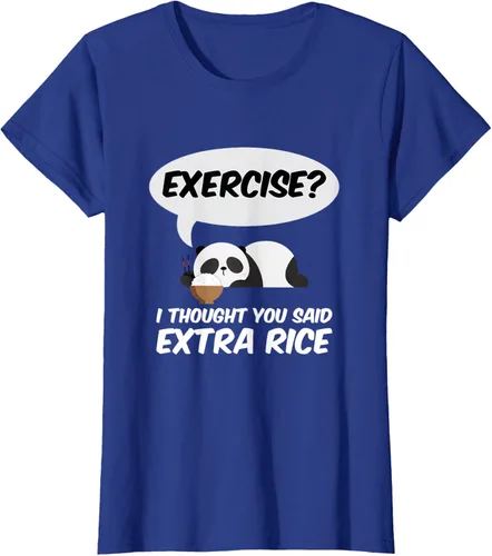 Vista 88 de ¿Ejercicio? I Thought You Said Extra Rice Panda Gift T-Shirt, Negro, S