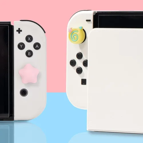 Vista 8 de Tapas de agarre para el pulgar, bonitos agarres para Nintendo Switch, funda de silicona suave compatible con Nintendo Switch/Switch OLED/Switch Rosa