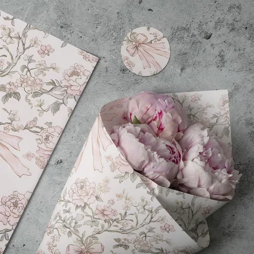 Vista 7 de Ywdbzjhs 1 rollo de papel de regalo de lazo rosa y flores, 17 pulgadas x 33 pies, papel de regalo con lazos florales vintage coqueta, para San