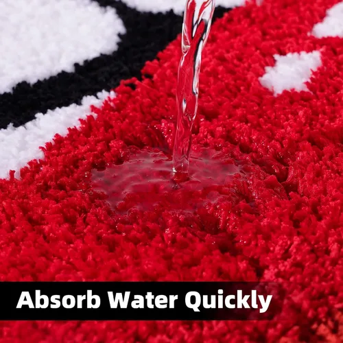 Vista 6 de Panstar Alfombra de baño de labios rojos, bonita y divertida alfombra de baño con forma de labios mordedores, antideslizante, absorbente, alfombra