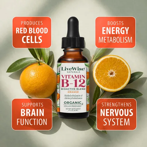 Vista 3 de Líquido B12 Vitamina Sublingual – Vitamina Líquida Totalmente Natural Vegana B12 Gotas – Suplemento de adenosilcobalamina sin OMG y metilcobalamina