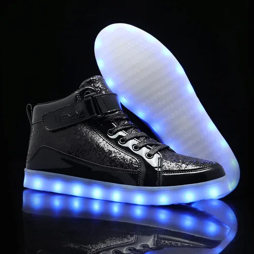 Vista 5 de IGxx Zapatos con luz LED para niños, tenis de alta calidad, zapatos con luces para niños, carga USB, entrenadores luminosos intermitentes