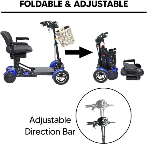 Vista 2 de MS-3000 Scooter eléctrico para adultos, scooters plegables para personas mayores, scooter de movilidad de 4 ruedas con silla, scooter eléctrico