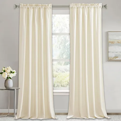 Vista 78 de RYB HOME Cortinas opacas de terciopelo para dormitorio, aislamiento térmico, privacidad, luz solar, bloqueo de calor, cortinas lujosas con bolsillo