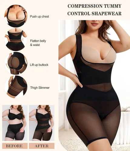 Vista 4 de Irisnaya Faja Faja Shapewear Body con control de abdomen, sin costuras, moldeador de cuerpo de alta cintura, levantador de glúteos, pantalones