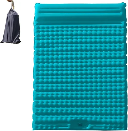 Vista 2 de Colchoneta de dormir doble para acampar, colchón inflable de gran grosor con almohada incorporada, inflable y compacta para acampar, senderismo