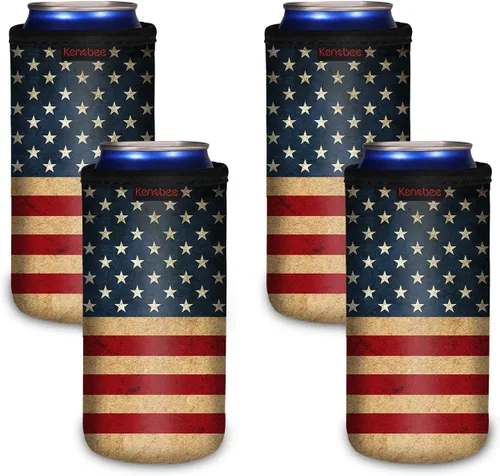 Vista 14 de Paquete de 4 Fundas Enfriadoras para Latas Delgadas de 12oz, Suaves Aisladas Reutilizables Antideslizantes de Neopreno Portavasos Cubiertas