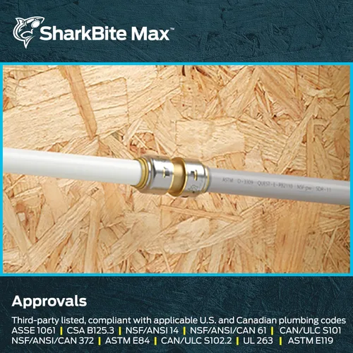 Vista 6 de SharkBite Acoplamiento de transición de polibutileno máximo de 1/2 pulgada, empuje para conectar accesorios de plomería de latón, tubo PEX, cobre