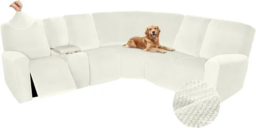Vista 686 de Arfntevss Fundas de sofá seccional reclinable de terciopelo, Funda de sofá seccional de esquina para sofá reclinable, Funda elástica suave