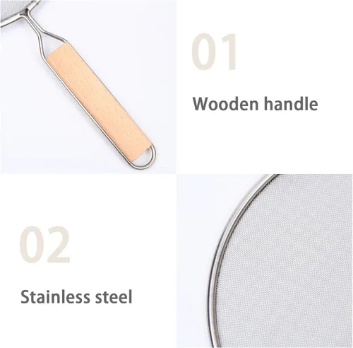 Vista 3 de 2 protectores contra salpicaduras de acero inoxidable de 13 pulgadas con asa, protectores de malla contra salpicaduras de aceite, mantiene