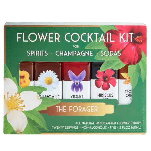 Vista 15 de Floral Elixir Co. - Kit de cóctel de jarabe de flores totalmente naturales - Set de regalo - Surtido de 5 elixires (2 onzas) (amantes de las ginebra)