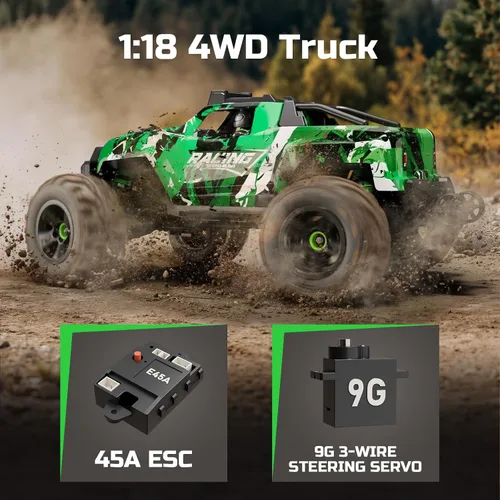 Vista 3 de 36KMH 1:18 Coche de Control Remoto RC Coches Camión para Adultos Niños de 8 a 12 años, Vehículo Eléctrico Todo Terreno 4X4 de Alta Velocidad