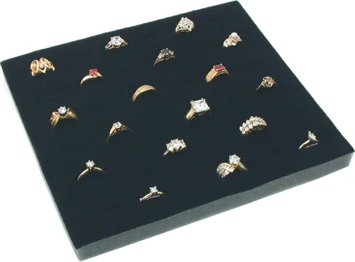 Vista 3 de Caja de almacenamiento de joyas, con vidrio en la parte superior. Caja con 36ranuras para anillos