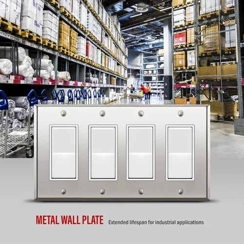 Vista 70 de ENERLITES Placa decorativa doble de metal para interruptor o receptáculo, placa de pared de acero inoxidable, resistente a la corrosión