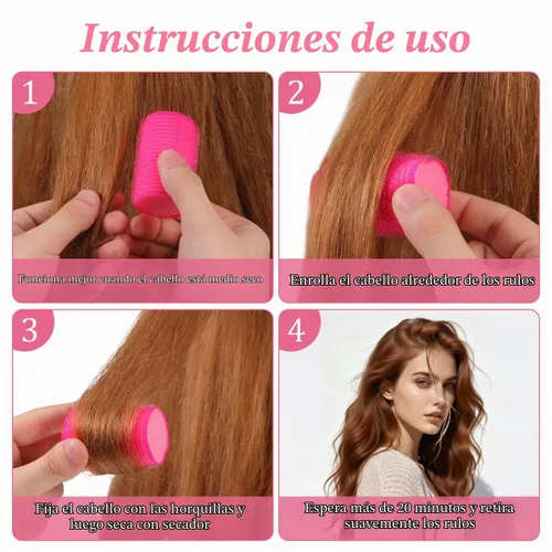 Vista 5 de Rodillo de pelo para flequillo, 12 unidades, rizadores de esponja para el cabello, autoagarre para mujeres y niñas