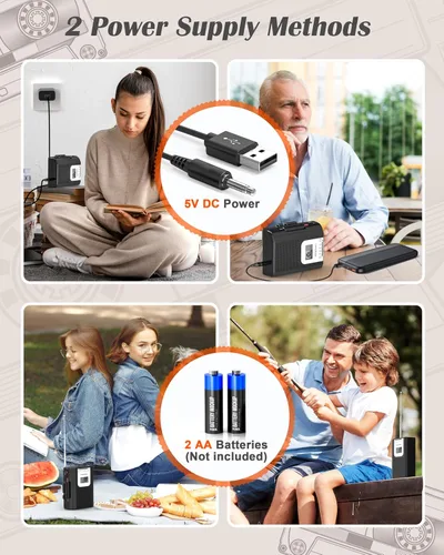 Vista 7 de Grabadora de casete portátil - Reproductor de cinta de casete con radio AM FM - Reproductor de cinta compacto con auriculares de 0.138 in