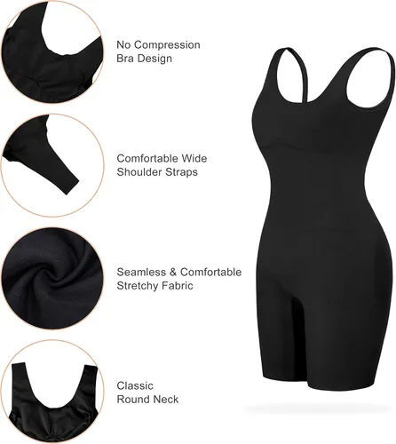 Vista 3 de Popilush Body moldeador para mujer, con control de abdomen, cuello redondo, sin mangas, esculpir