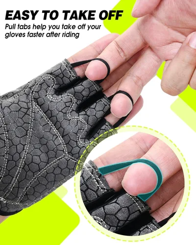 Vista 4 de Tanluhu Guantes de Ciclismo - Guantes de Bicicleta de Montaña de Medio Dedo para Carretera, Transpirables, Absorben Impactos, para Hombres y Mujeres