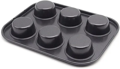 Vista 4 de Molde para magdalenas de 6 tazas para hornear cupcakes, sin palillo, acero al carbono, fácil de limpiar