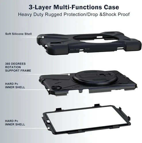Vista 5 de ProCase Funda Lenovo Tab K10 de 10.3 pulgadas 2021 / M10 FHD Plus (2ª generación 2020), resistente a prueba de golpes, con soporte giratorio