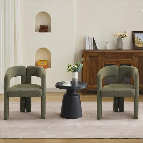 Vista 26 de adochr Modernas sillas de comedor de barril, silla de comedor tapizada de lino con patas de madera, sillas decorativas con brazos, cómodos sillones