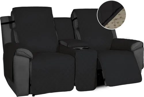 Vista 11 de Easy-Going Funda de sofá reclinable antideslizante con consola, resistente al agua, funda de sofá reclinable doble con correa ajustable, funda Beige