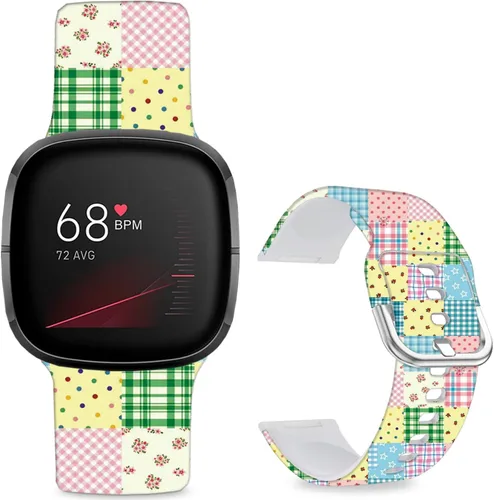 Vista 22 de Correas de reloj de dibujos animados con estampado floral compatibles con Fitbit Versa 4/Versa 3/Fitbit Sense 2/Sense Band de silicona suave