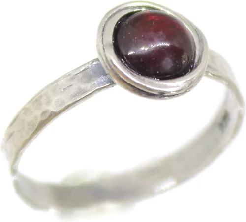 Vista 29 de Anillo de plata de ley con piedras preciosas para mujer, anillo apilable de piedra martillada, anillo de piedra natal