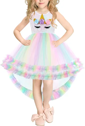 Vista 3 de Little Funny Unicorn Dress for Girls Rainbow Unicorn Costume Sequin Tutu Unicorn Outfits for Birthday Christmas Gifts