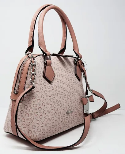 Vista 2 de GUESS Bolso bandolera con estampado de logotipo rosa para mujer, Rosado, L