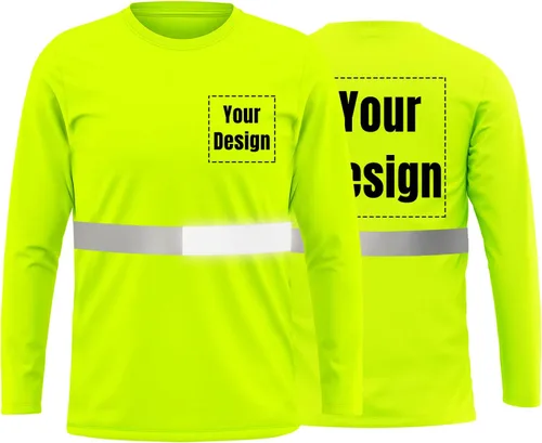 Vista 37 de La alta visibilidad reflexiva de las camisetas de la seguridad del logotipo de encargo Hola Vis de Verde neón