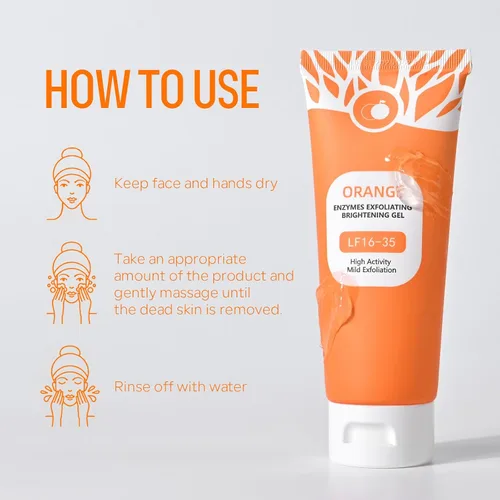 Vista 6 de Gel exfoliante naranja para cara y cuerpo, limpieza profunda de poros, elimina puntos negros, exfoliante facial hidratante exfoliante facial natural