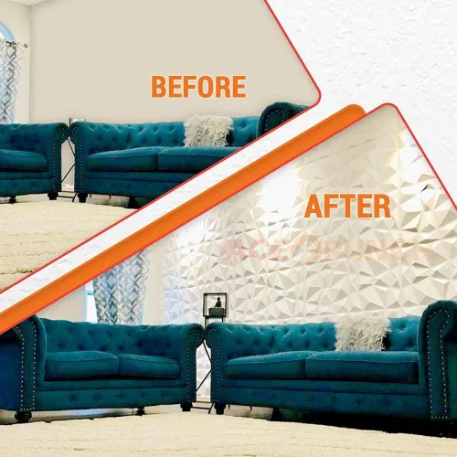 Vista 2 de AP1216 - 12 piezas de paneles de pared 3D 3D con textura de PVC, impermeables, resistentes a los arañazos, diseño de diamante blanco de 12 x 12