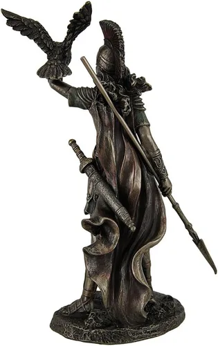 Vista 3 de Veronese Design Athena - Estatua coleccionable de la diosa griega de la sabiduría y la guerra con búho, bronce fundido en frío, marrón