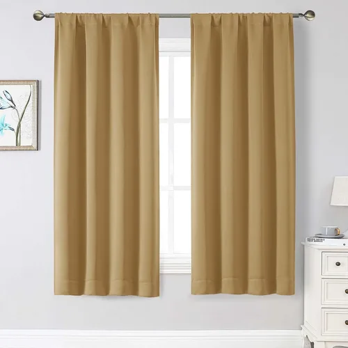 Vista 35 de Cortinas opacas para dormitorio, sala de estar, juego de 2 paneles de 54 pulgadas de largo, cortinas de oscurecimiento de habitación con aislamiento