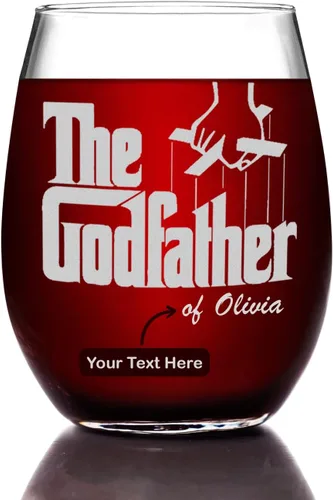 Vista 12 de The Godfather Don - Vaso de pinta grabado con texto personalizado, con licencia oficial, calidad premium, cristalería artesanal, vaso de cerveza