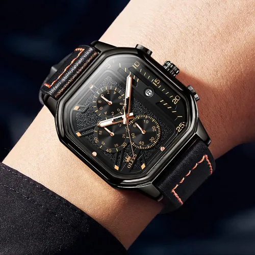 Vista 3 de OLEVS Reloj de Pulsera Elegante para Hombre, Relojes de Correa de Silicona para Hombre, Reloj Cronógrafo Pro Diver de Acero Inoxidable, Reloj