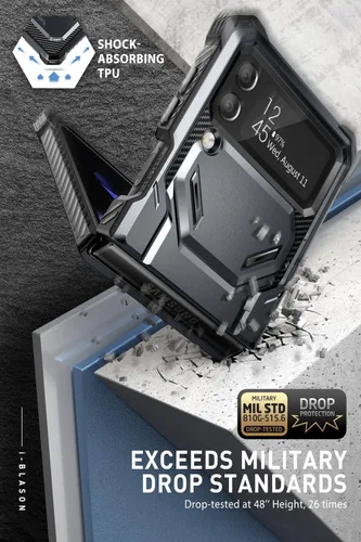 Vista 3 de i-Blason Armorbox Series - Funda para Samsung Galaxy Z Flip 4 5G (2022), funda resistente de cuerpo completo con reducción de impactos/parachoques