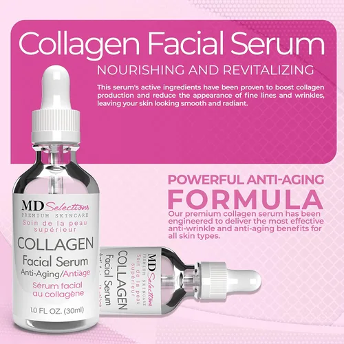 Vista 5 de Suero facial de colágeno apretado, firme y suave con péptido de colágeno y té verde, fórmula facial avanzada de reparación de colágeno