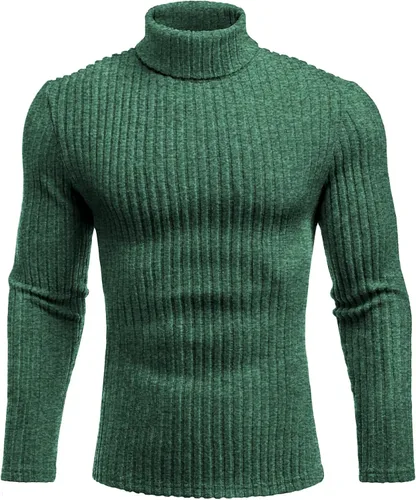 Vista 2 de Ekouaer Camisas de cuello alto para hombre, ligeras, de manga larga, acanaladas, térmicas, sin botones, tallas S-XXL