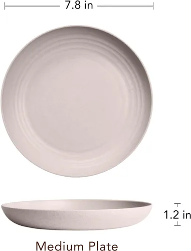 Vista 2 de Platos ligeros de paja de trigo, juego de 4 platos y platos irrompibles, aptos para lavavajillas y microondas, no tóxicos, sin BPA y saludables