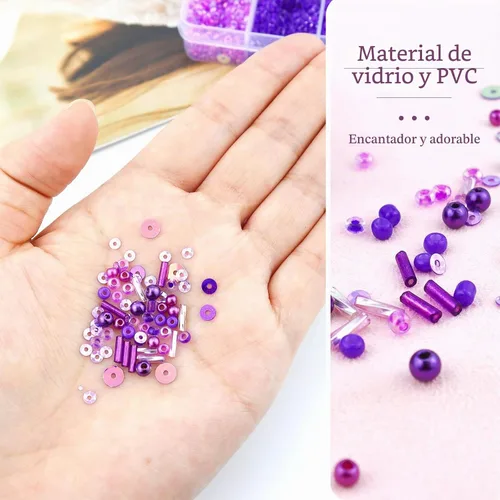 Vista 4 de 1 caja de cuentas mixtas para manualidades, incluyendo perlas de cristal de semilla de corneta, cuentas de lentejuelas semicuponadas